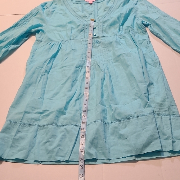 Lilly Pulitzer Turquiose Tunic Embroidered V-Neck Cotton Dress EUC Medium - Picture 11 of 12